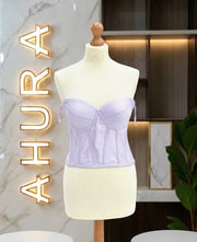 Corset din Tafta cu Cupe Structurate - Lila