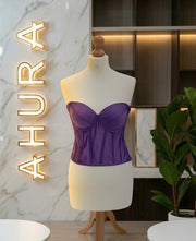 Corset din Tafta cu Cupe Structurate - Mov