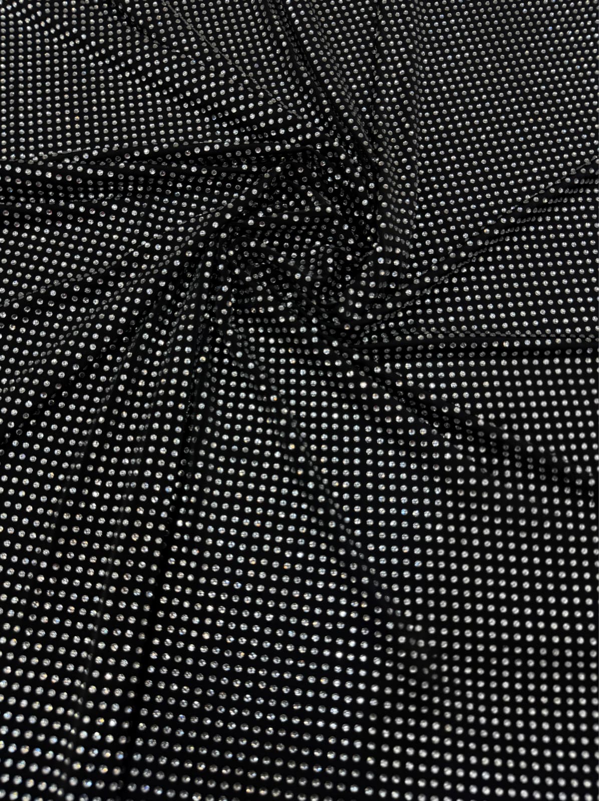 Lycra Accesorizata cu Cristale Rotunde - Negru / Argintiu C2