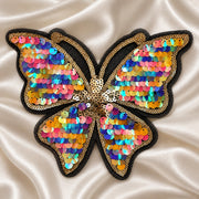 Aplicație textilă fluture cu paiete multicolor M60 - Ahura