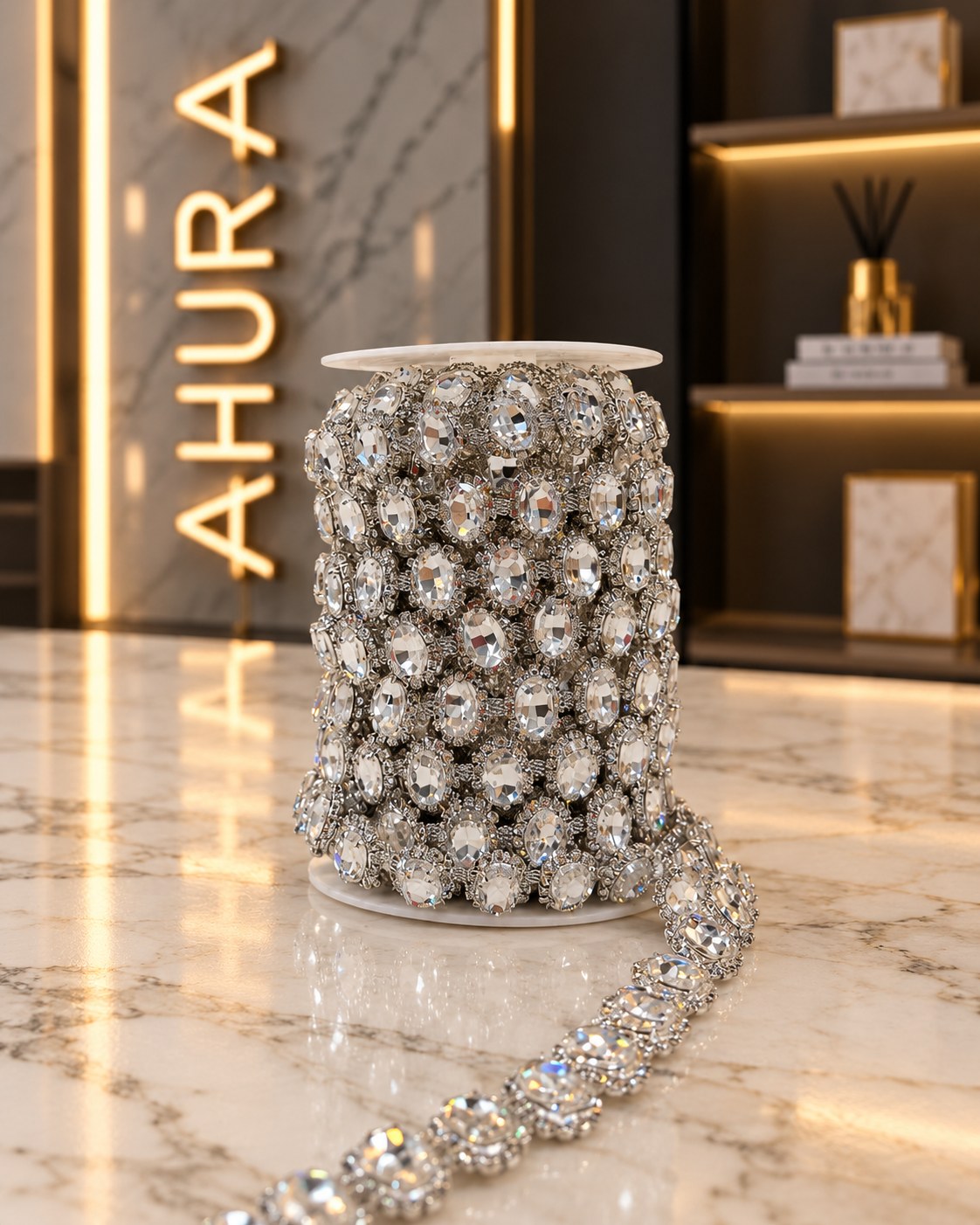 Banda cu strasuri M122 Alb cristal - Ahura