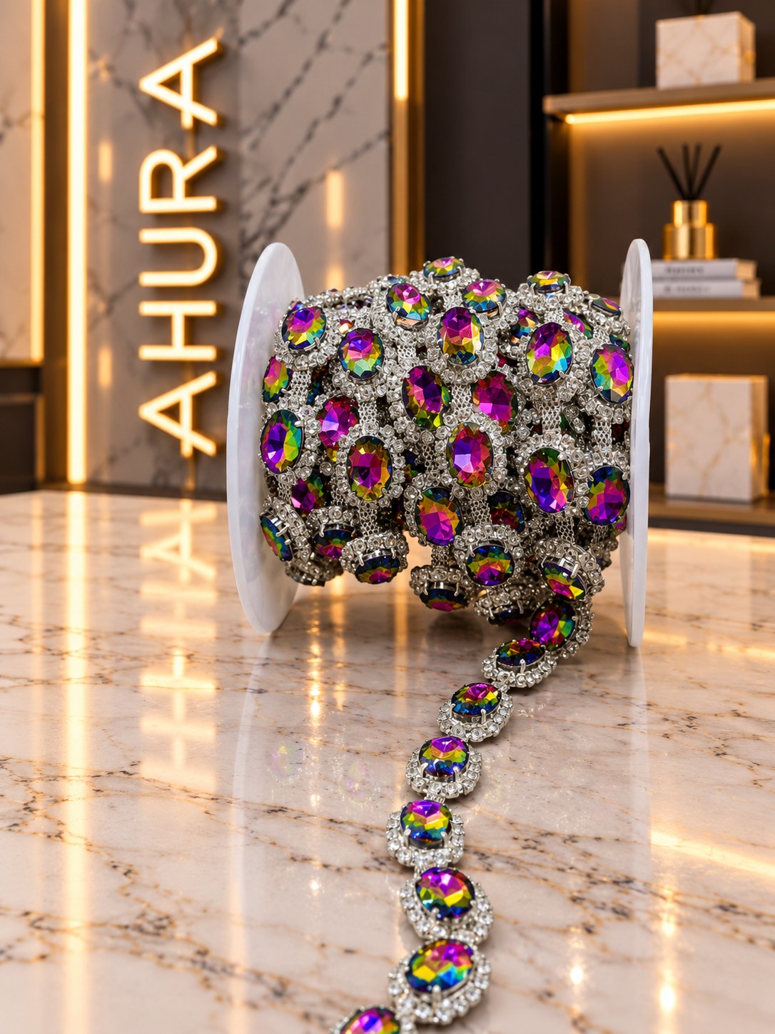Banda cu strasuri M122 Multicolor - Ahura