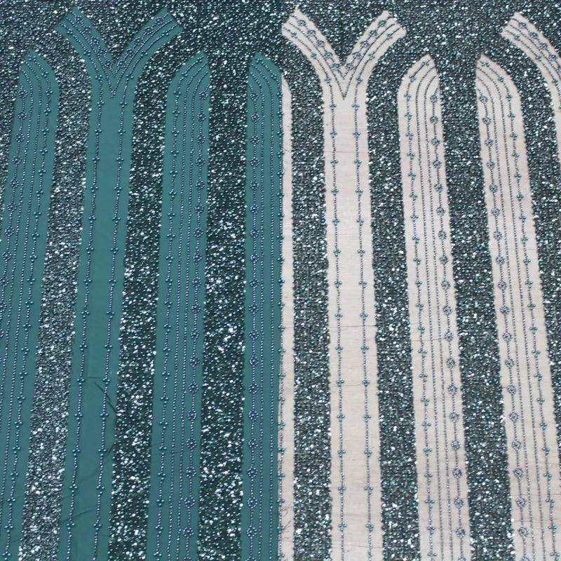 Broderie tip dantela cu margele si paiete A70 - Verde