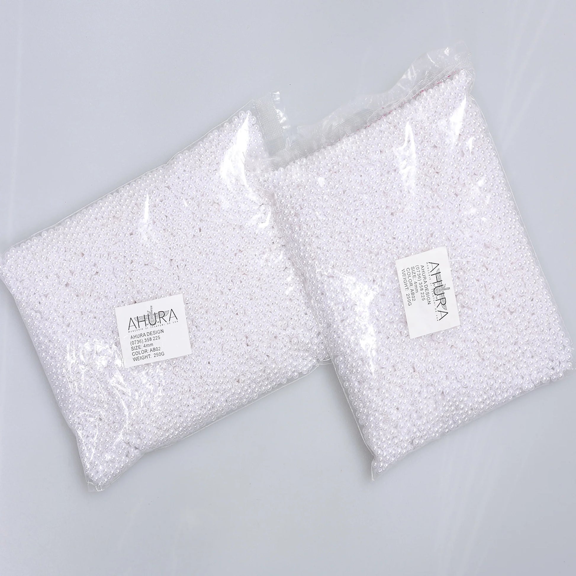 Perle de cusut albe 4 mm, pachet 250 g